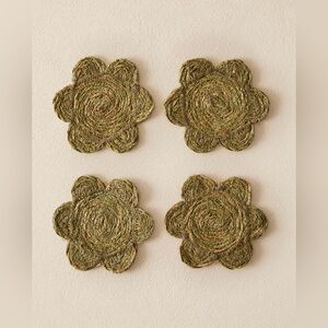 Zara Home Seagrass Flower Coasters Set of 8 New With Tags
